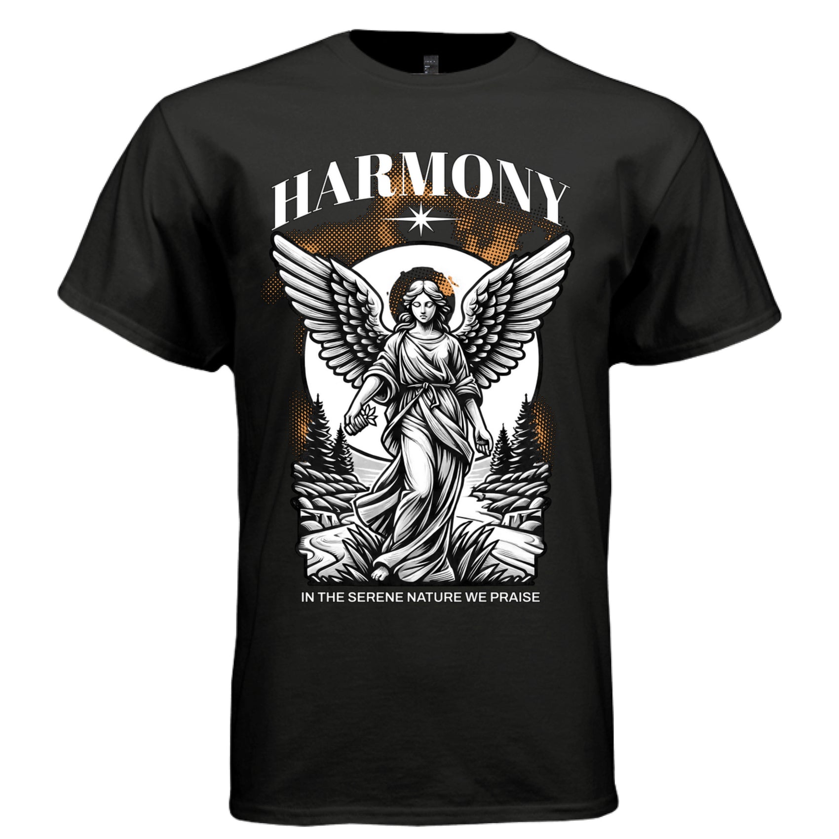 HARMONY In the Serene Nature We Praise Graphic T-Shirt – Orange Nature Streetwear by Project Hood