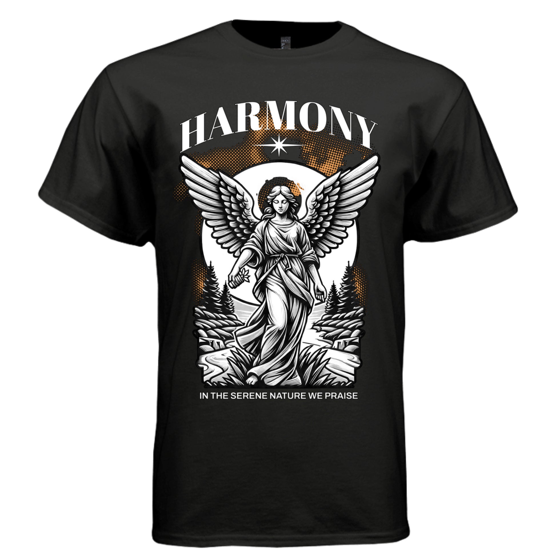 HARMONY In the Serene Nature We Praise Graphic T-Shirt – Orange Nature Streetwear by Project Hood
