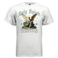 Seated angel with golden wings reading a book halo and celestial circle print — Project Hood Holy Spirit tee