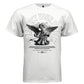 Armed cherub drawing bow with Protect Your Peace arch print and paint splatters — Project Hood peace tee