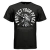 Cherub with bow and arrow starburst splatter detail — Project Hood Protect Your Peace tee