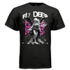 DNA double helix strand details and liquid splatter at base of melting angel — Project Hood Fly Deep tee