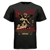 BLIND LOVE Project Hood oversized unisex streetwear tee worn look — dark romance graphic shirt relaxed side profile view