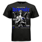 CELESTIAL DESPAIR Project Hood oversized unisex tee worn look — gothic angel blue rose dark aesthetic streetwear side view