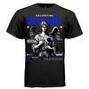 CELESTIAL DESPAIR Project Hood oversized unisex tee worn look — gothic angel blue rose dark aesthetic streetwear side view