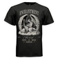 ENCHANTMENT Project Hood oversized unisex tee worn look — harp angel mindful states gold accents streetwear side view