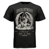 ENCHANTMENT Project Hood oversized unisex tee worn look — harp angel mindful states gold accents streetwear side view