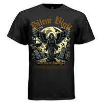 CRADLES Project Hood oversized unisex tee worn look — archangel guardian baby protection faith streetwear side view
