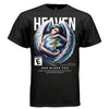 HEAVEN'S APPRENTICE Project Hood oversized unisex tee worn look — blue classical angel bird kindness faith streetwear side view