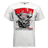 MONEY Project Hood — closeup of hollow old-English display money typography and ornate red Blessed By God script lettering detail
