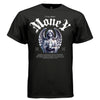 IT'S ALL ABOUT MONEY Project Hood worn side view — oversized streetwear silhouette marble angel wealth gothic font graphic tee on model