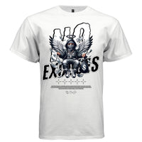 NO EXCUSES Project Hood typography close-up — bold black EXCUSES block letters white outline sketch NO upper text