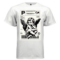 PRIORITY Project Hood typography close-up — waybill document layout Express Worldwide Blessed Shipment Co PRIORITY quotes text
