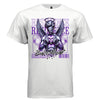 RESILIENCE Broken Heart Project Hood typography close-up — purple outlined RESILIENCE block letters doubled ghosted Broken Heart white cursive script