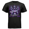 RESILIENCE Broken Heart Project Hood worn side view — oversized streetwear silhouette purple chrome angel broken heart graphic tee on model