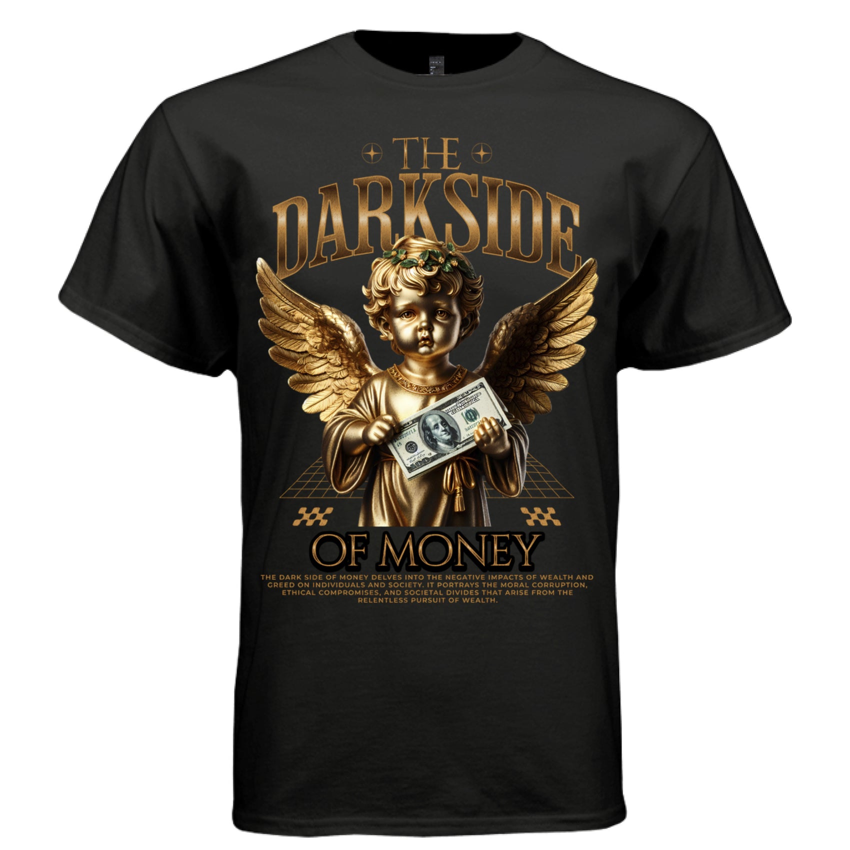 Gold laurel cherub hundred dollar bill moral corruption street fashion Project Hood