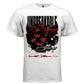 Red and black grunge cherub angel wings chains graphic tee Project Hood streetwear