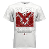 Red and white classical angel scepter torch architecture graphic tee Project Hood
