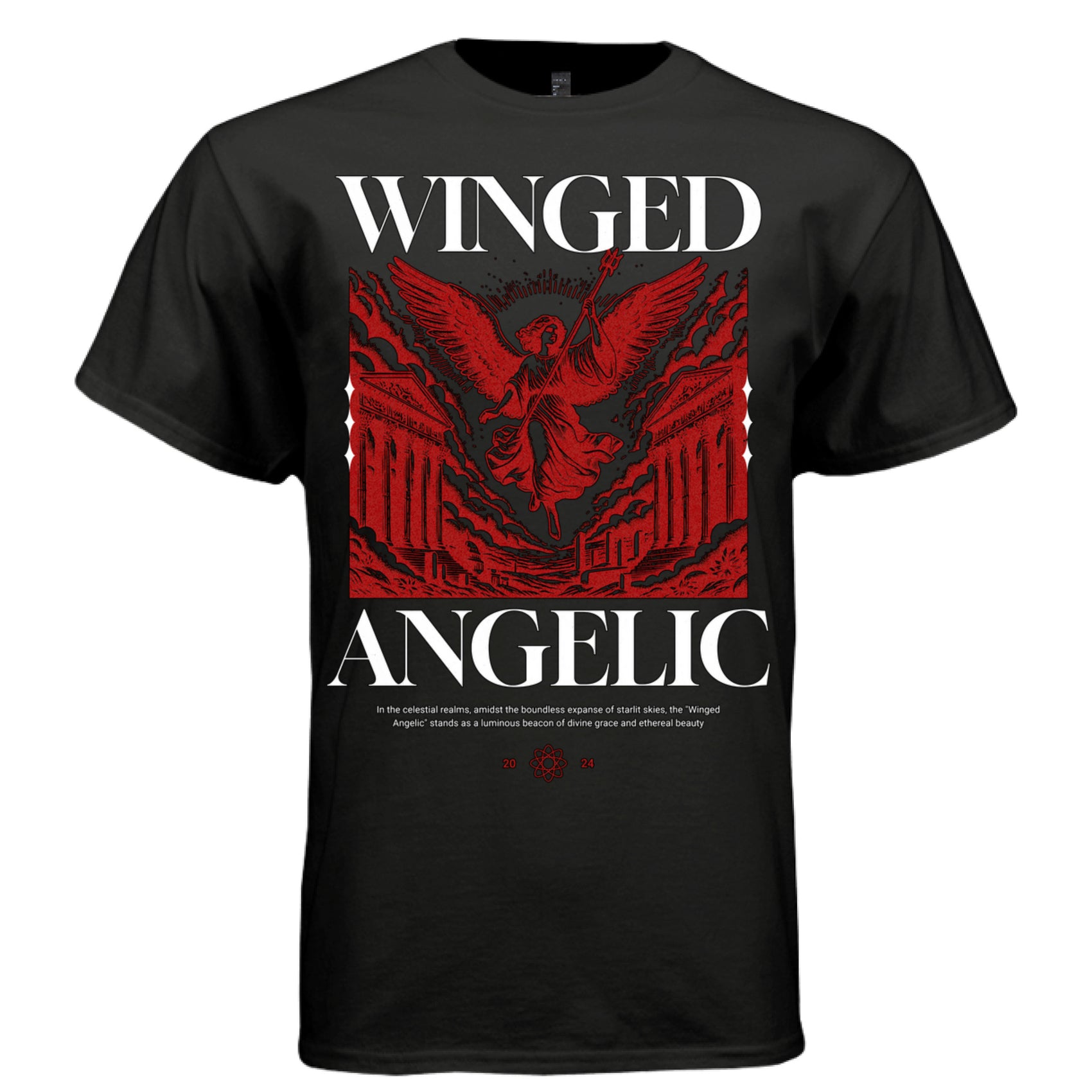 Angelic victory pose wings spread divine grace oversized DTG shirt Project Hood
