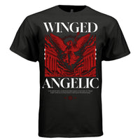 Angelic victory pose wings spread divine grace oversized DTG shirt Project Hood