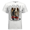 SORRY massive grey typography marble statue angel red script oversized tee Project Hood