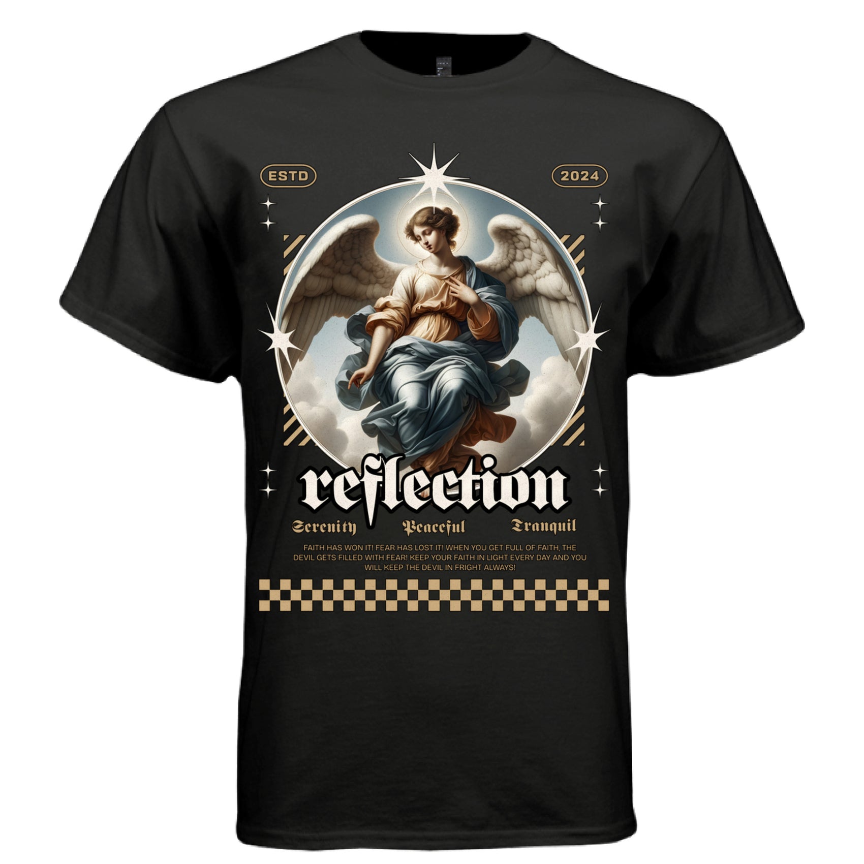 Faith has won fear has lost angel serenity oversized DTG printed shirt Project Hood
