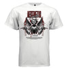 Dark gothic skeleton angel star-burst eye sockets holding heart black red graphic tee Project Hood
