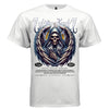Grim reaper skull hooded cloak massive wings lightning fire blue silver graphic tee Project Hood