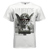 Crumbling moss-covered stone angel bust mountain mist monochrome tee Project Hood