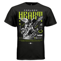 Fashion for rebels baroque angel design neon green accent graphic t-shirt Project Hood