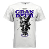 Classical baroque archangel sword standing on dark figure massive purple GRANDEUR letters tee Project Hood