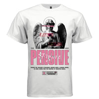 Marble stone angel pink censorship bar eyes red rose black wings gothic tee Project Hood