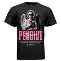 Angel carved from whispers of forgotten dreams pink black white oversized t-shirt Project Hood