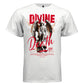 Serene marble angel seated skull fire flames red grunge DIVINE Death cursive tee Project Hood