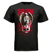 Serene angel fire wings skull throne red white divine death oversized t-shirt Project Hood