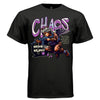 Bold pink CHAOS typography with halo angel weapon faith streetwear graphic shirt Project Hood