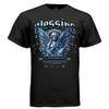 Faith-grounded praying angel with blue wings halo foliage urban streetwear shirt Project Hood