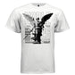 Classical marble archangel one white one dark wing holding sword parental advisory graphic shirt Project Hood