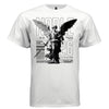 Classical marble archangel one white one dark wing holding sword parental advisory graphic shirt Project Hood
