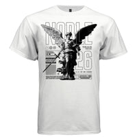 Classical marble archangel one white one dark wing holding sword parental advisory graphic shirt Project Hood