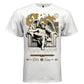 Classical stone angel legs crossed thinking pose armchair Relax Enjoy gold cursive graphic shirt Project Hood