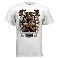 Dream chaser angel tattoo sleeves gold baroque gothic blackletter letters faith graphic shirt Project Hood