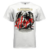 Stone angel seated face hidden in arms barbed wire thorns large cream LOSING text dark halftone tee Project Hood