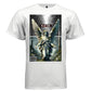 Fallen grace marble angel with moss-covered teal and ivory wings dark pine forest graphic shirt Project Hood