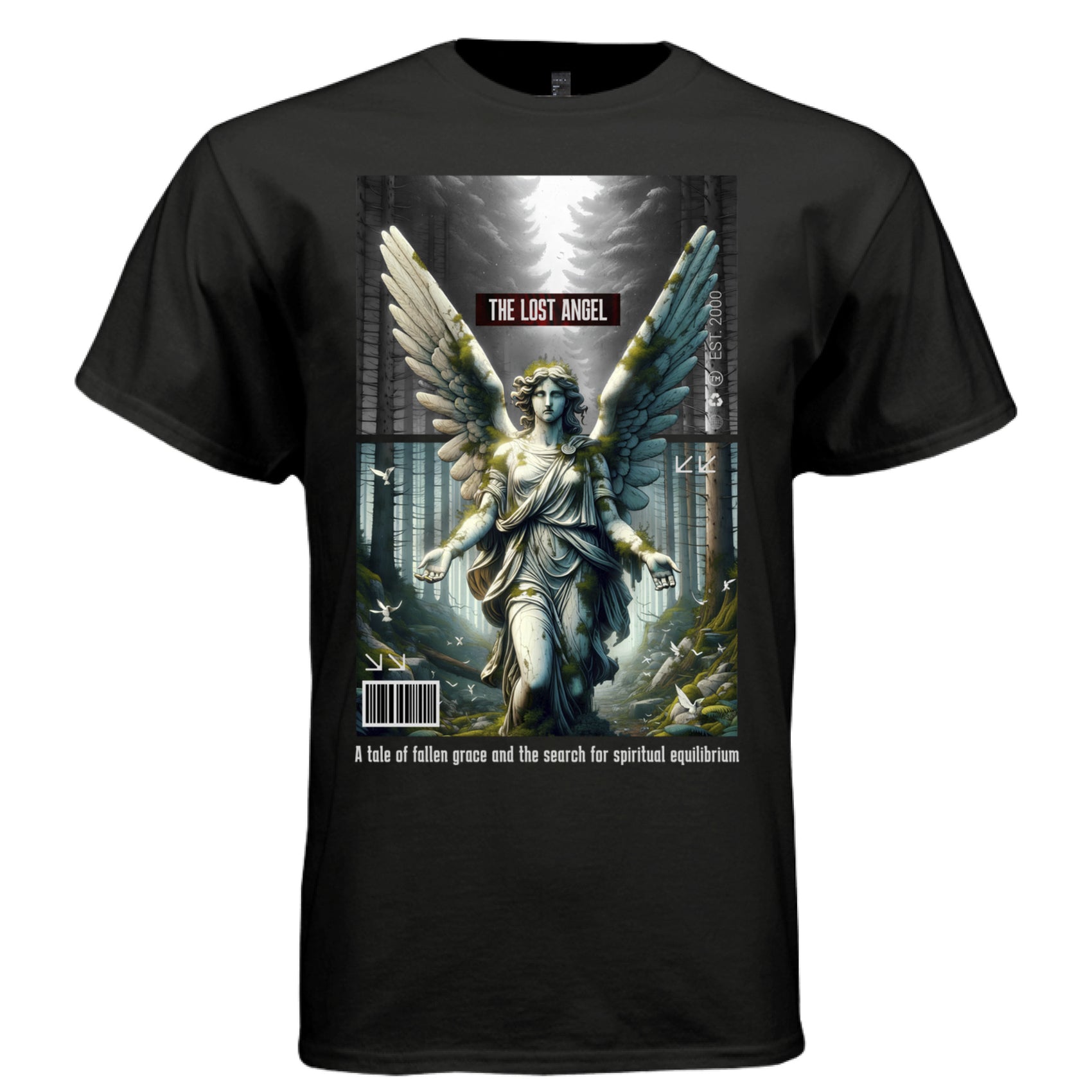 Marble angel wandering dark forest fallen grace spiritual search oversized faith streetwear shirt Project Hood