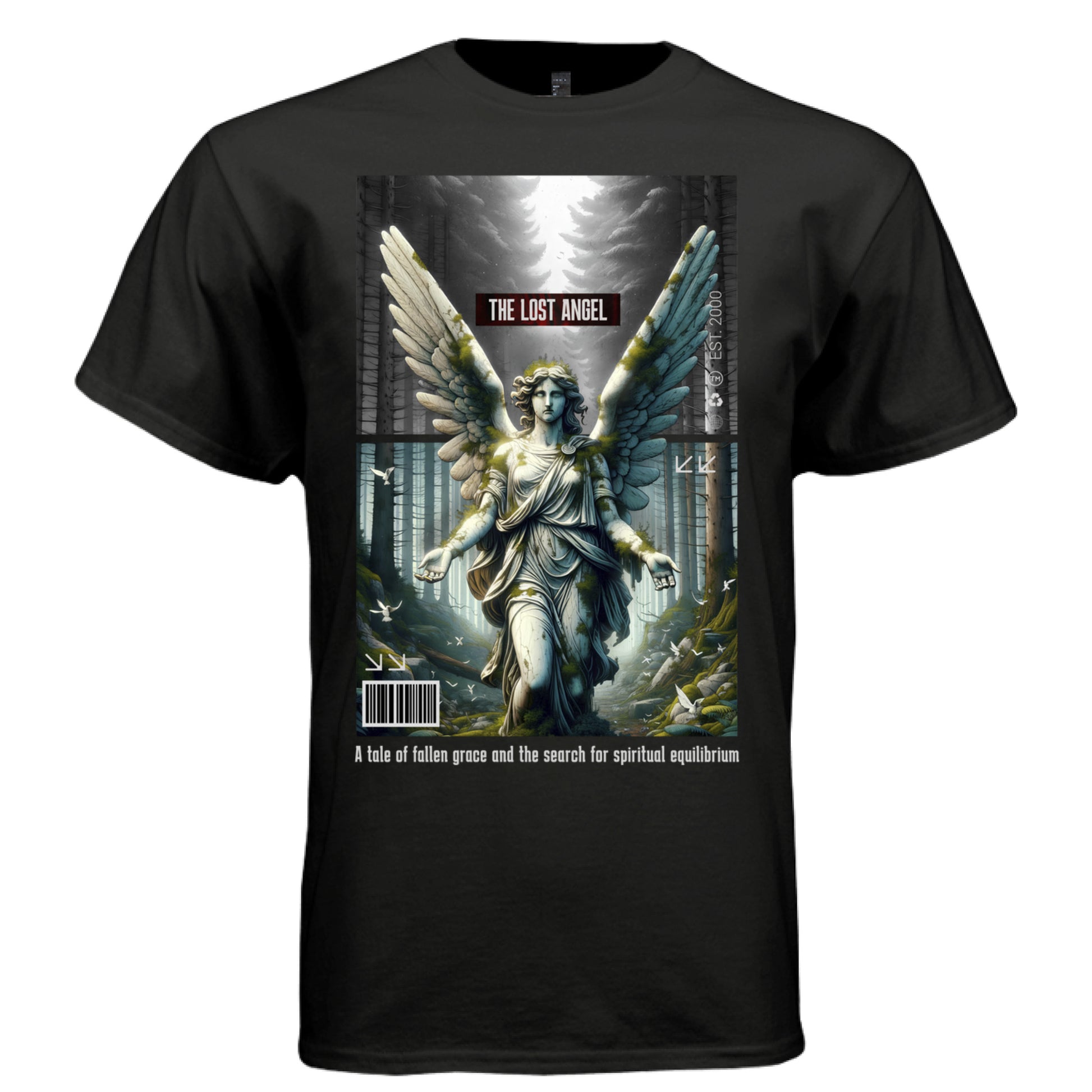 Marble angel wandering dark forest fallen grace spiritual search oversized faith streetwear shirt Project Hood