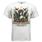 Stone angel with flower crown roses butterflies vibrant tropical garden full-color graphic shirt Project Hood