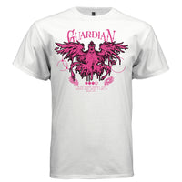 Hot pink dripping guardian angel wings horns papal cross halo darkest moments graphic shirt Project Hood