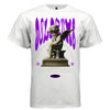 Sad cupid sitting on pedestal with purple Doldrums typography sorrowful streetwear t-shirt