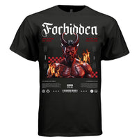 Forbidden gothic blackletter demon fire love across abyss urban streetwear Project Hood